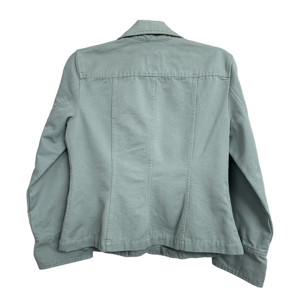 J. Jill Women's Jacket size Small Green Cargo Button Front Ribbed Textured Denim - Picture 3 of 10
